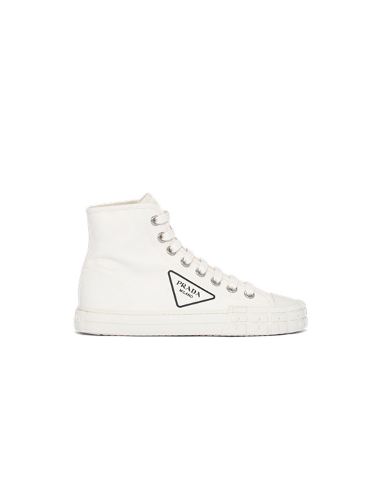 Prada Algodon Lona High-top Sneakers Ivory | 1642-GILPJ