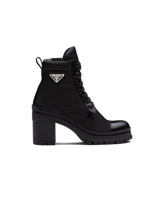 Prada Brushed Cuero And Nylon Laced Booties Negros | 5760-JRYST