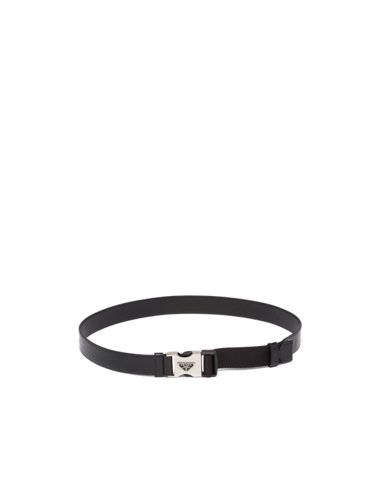 Prada Brushed Cuero And Woven Tape Belt Negros | 7962-JVEPW