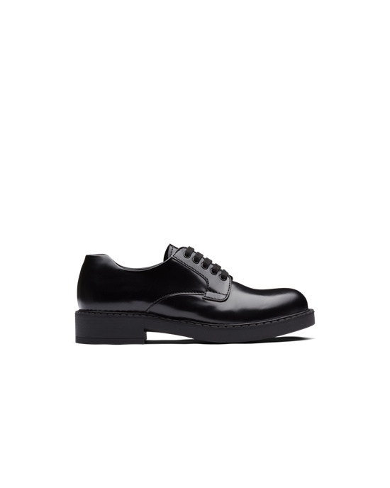 Prada Brushed Cuero Derby Shoes Negros | 8426-FXYDZ