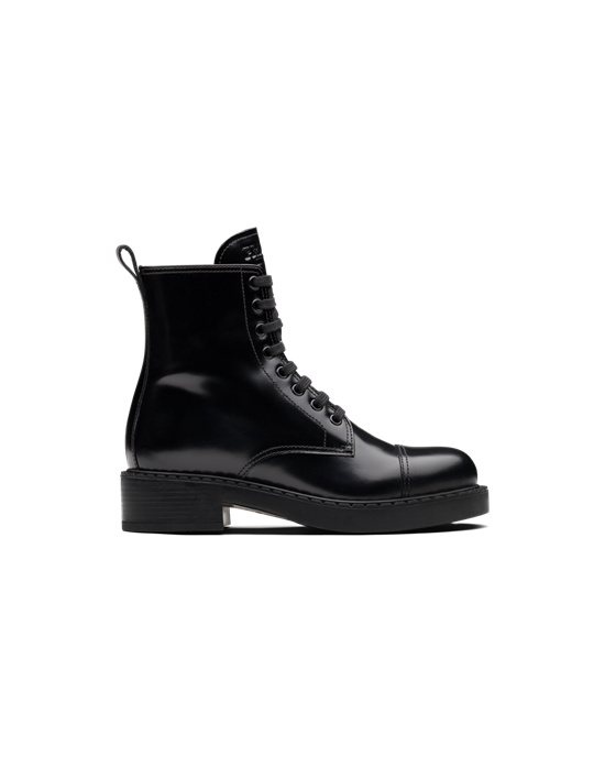 Prada Brushed Cuero Laced Booties Negros | 1267-KATGN