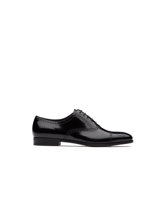 Prada Brushed Cuero Oxford Shoes Negros | 5973-YWHPX