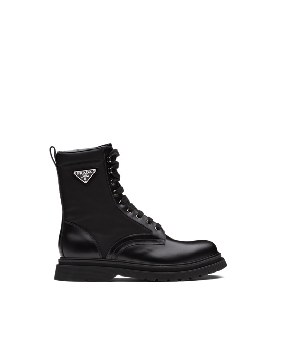Prada Brushed Rois Cuero And Nylon Booties Negros | 9520-MLWDR