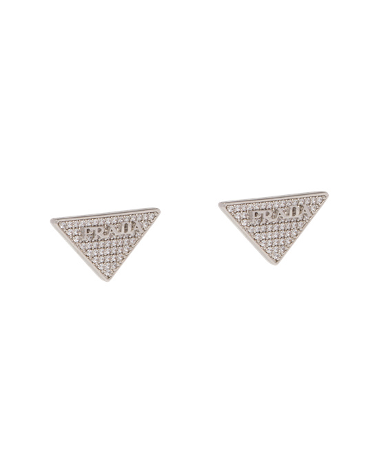 Prada Crystal Logo Jewels Zirconia Earrings Crystal | 6284-BQWFX