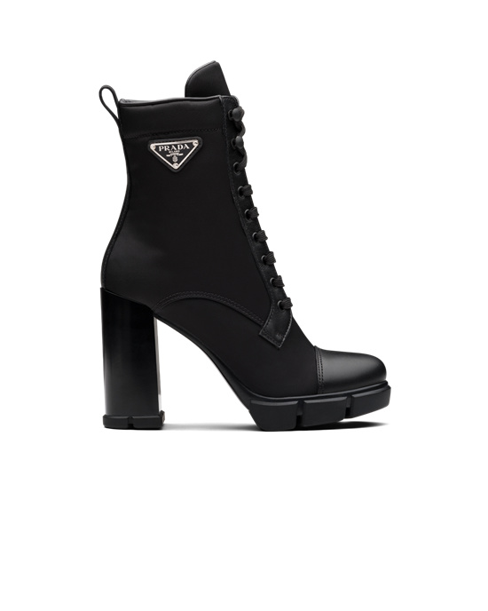 Prada Cuero And Nylon Fabric Booties Negros | 9678-QZGIS