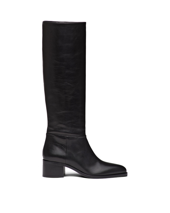 Prada Cuero Boots Negros | 8106-FSKGX