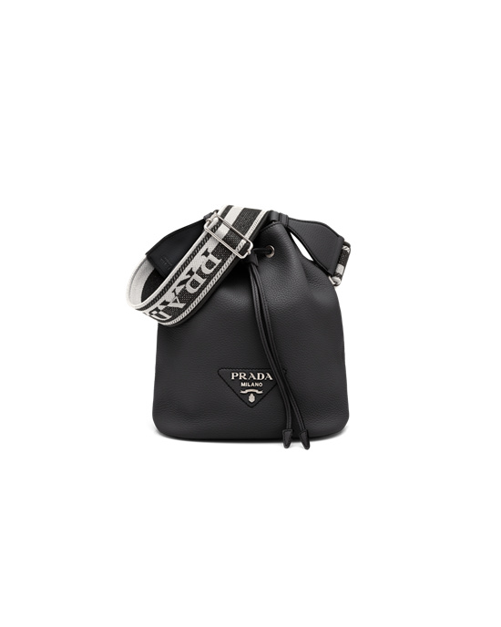 Prada Cuero Bucket Bag Negros | 6124-TXWCO