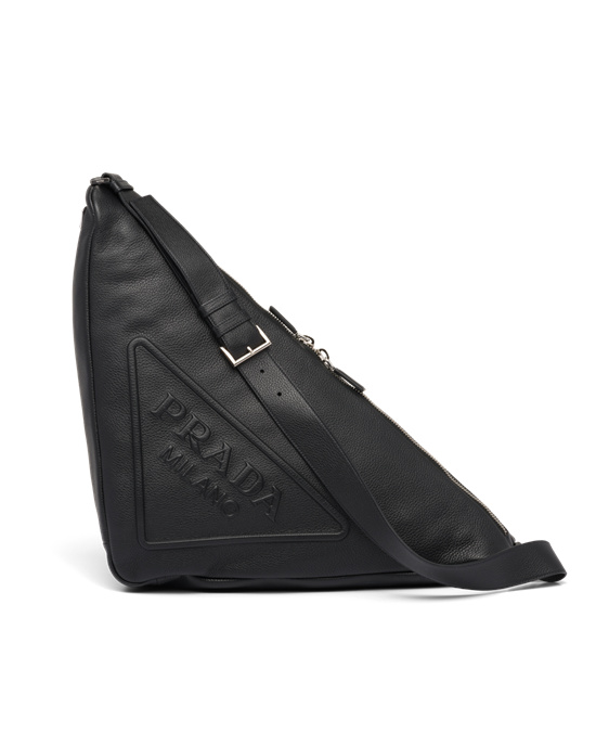 Prada Cuero Prada Triangle Bag Negros | 7896-WTPFC
