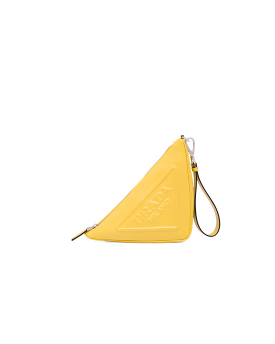 Prada Cuero Prada Triangle Pouch Amarillos | 0673-UBYLZ