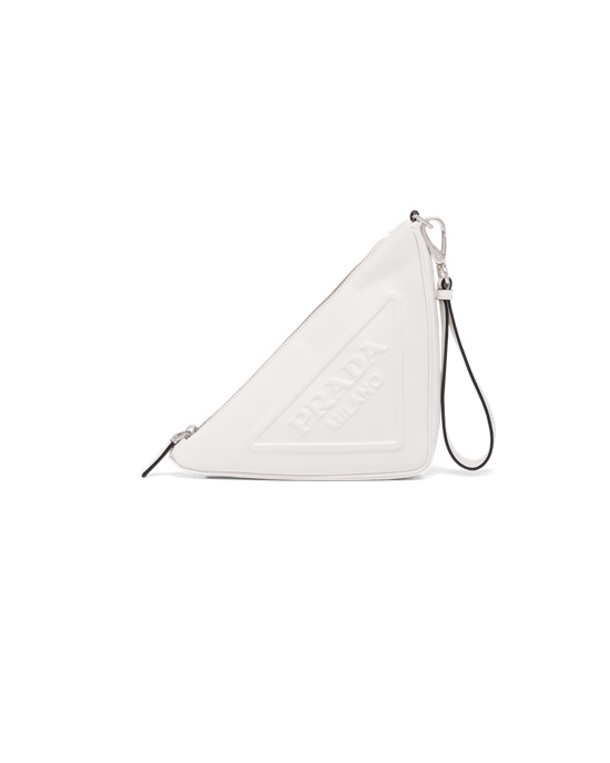 Prada Cuero Prada Triangle Pouch Blancos | 0137-VQFHR