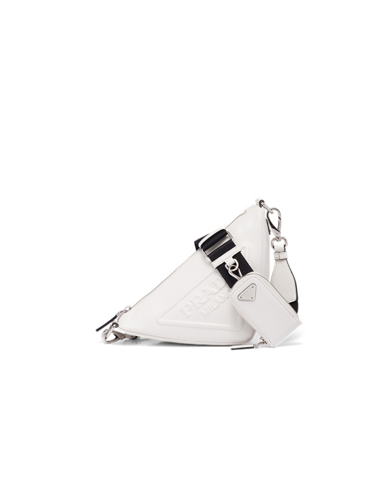 Prada Cuero Prada Triangle Shoulder Bag Blancos | 0318-LWQTB