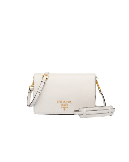 Prada Cuero Shoulder Bag Blancos | 5031-IHVMC