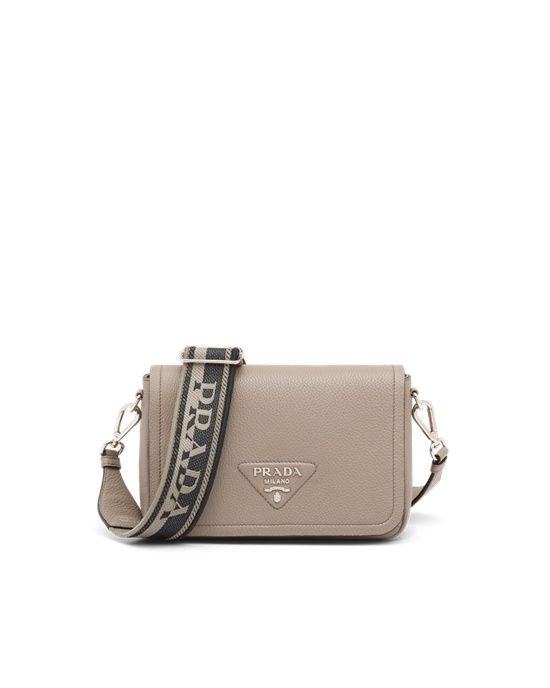 Prada Cuero Shoulder Bag Clay Gray | 9573-UTMAI