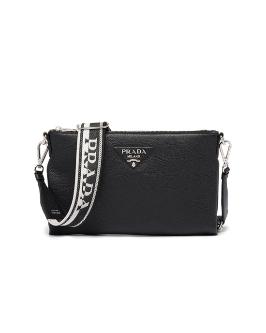 Prada Cuero Shoulder Bag Negros | 7136-TBPRN