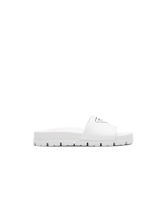 Prada Cuero Slides Blancos | 9486-JETPY