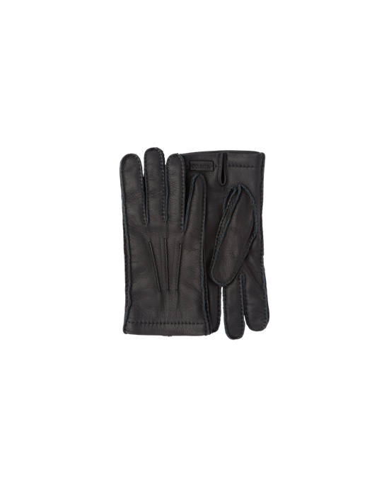 Prada Deer Cuero Gloves Negros | 1738-DNQKB