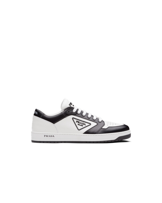 Prada District Cuero Sneakers Blancos Negros | 1703-FPOBY