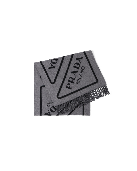 Prada Double Cashmere Scarf Negros | 4270-RYQJF
