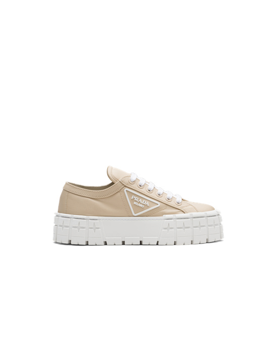 Prada Double Wheel Nylon Gabardine Sneakers Beige | 3280-FUIWD