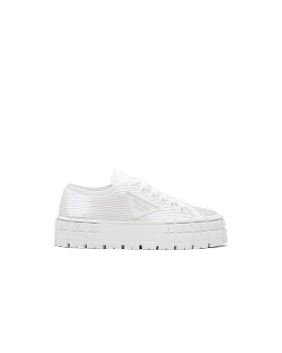Prada Double Wheel Sequin Sneakers Blancos | 5321-QZOWJ