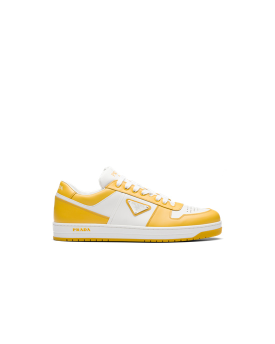Prada Downtown Cuero Sneakers Blancos | 9386-LIYTD