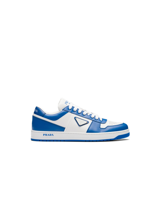 Prada Downtown Cuero Sneakers Blancos Azules | 0417-UIFVS