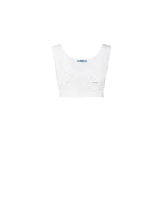 Prada Embroidered Poplin Top Blancos | 9473-PCJAX