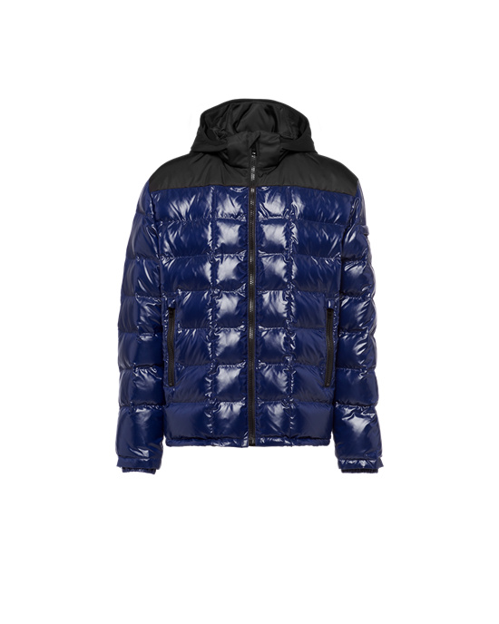 Prada Encapuchado Nylon Down Jacket Azules | 5279-VHYWJ