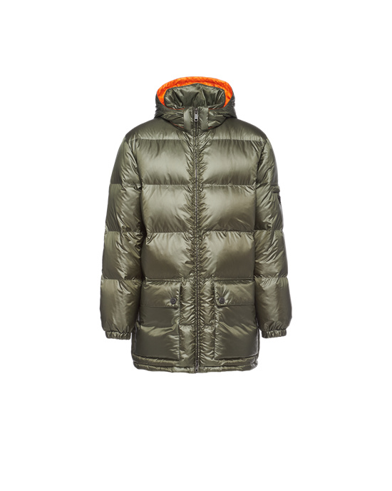 Prada Encapuchado Nylon Down Jacket Verdes Naranjas | 6382-OFGBM