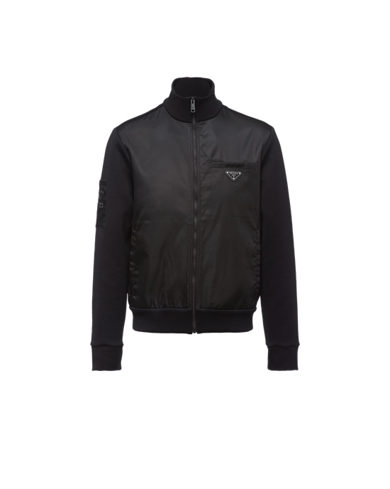 Prada Fleece Jacket With Nylon Details Negros Negros | 6903-XGJTO