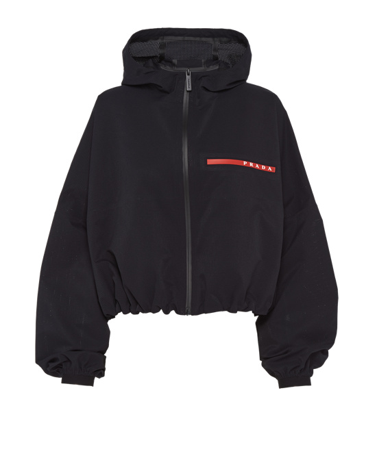 Prada Light Bi-stretch Encapuchado Jacket Negros | 9768-ACEXV