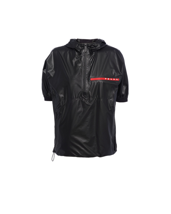 Prada Light Nylon Corta-sleeved Jacket Negros | 1049-VSJFL