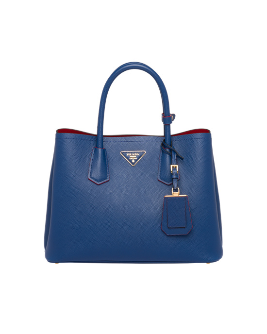 Prada Medium Saffiano Cuero Double Prada Bag Azules Rojos | 1956-EFZUC