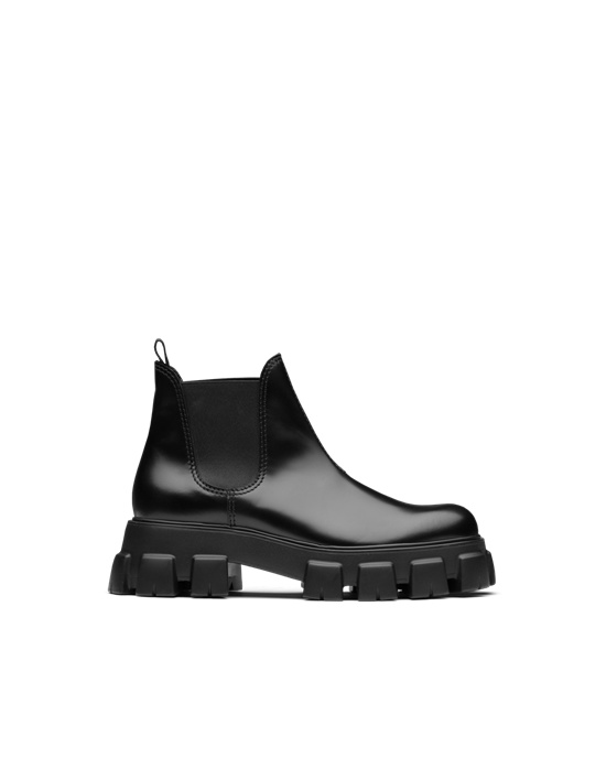 Prada Monolith Brushed Cuero Chelsea Boots Negros | 3190-DAXJH