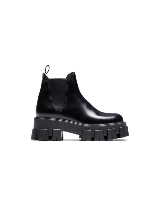 Prada Monolith Brushed Cuero Chelsea Boots Negros | 4107-MNLOJ