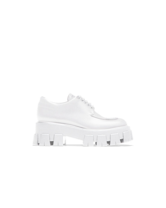 Prada Monolith Brushed Cuero Encaje-up Shoes Blancos | 6284-TWPZO