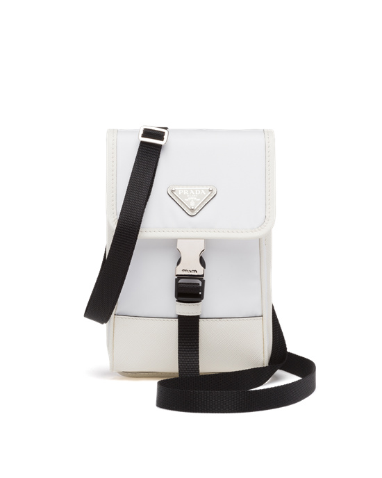 Prada Nylon And Saffiano Cuero Smartphone Case Blancos | 0856-RECKX