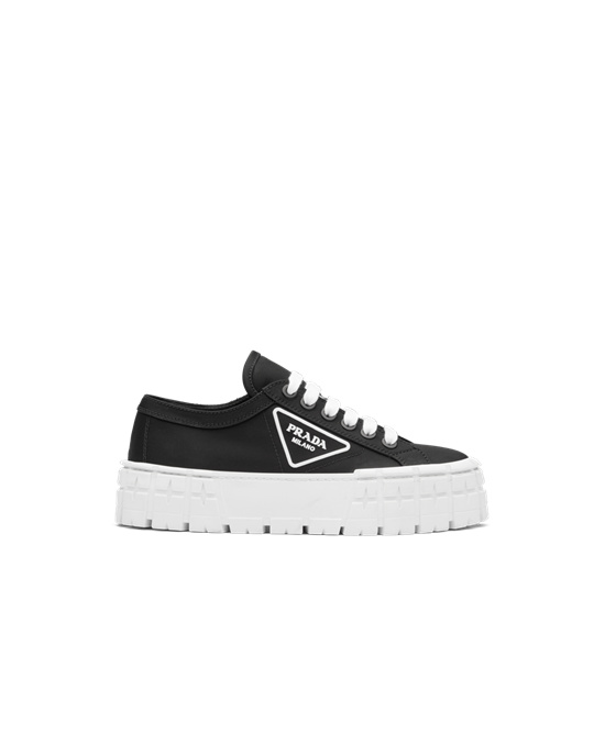 Prada Nylon Gabardine Sneakers Negros Blancos | 1765-UARPI
