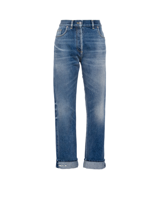 Prada Organic Denim Five-pocket Trousers Azul Marino | 5064-MAFLQ