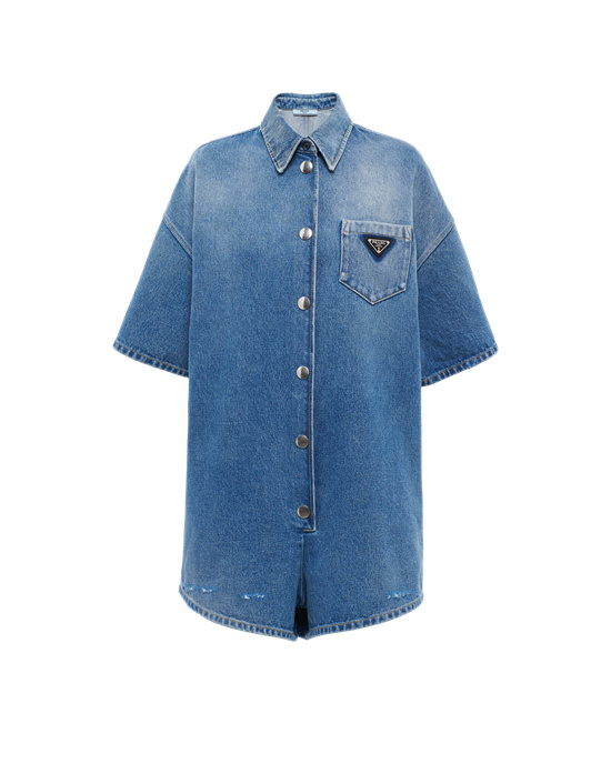 Prada Organic Denim Playsuit Azul Marino | 8964-BTWSZ