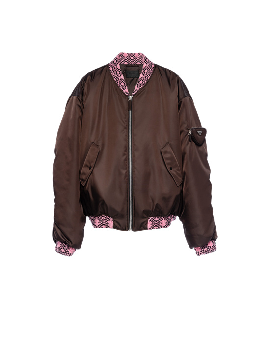 Prada Oversized Re-nylon And Knit Bomber Jacket Marrom Oscuro | 7162-QVDJS