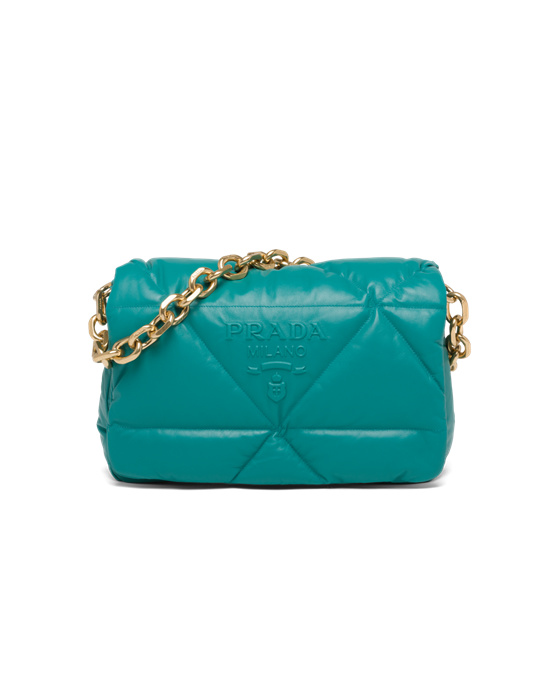 Prada Padded Nappa Cuero Shoulder Bag Azules Azules | 9824-QKDRI