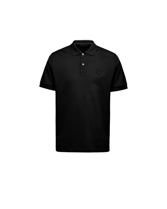 Prada Piqué Polo Shirt Negros | 8152-TMFXS