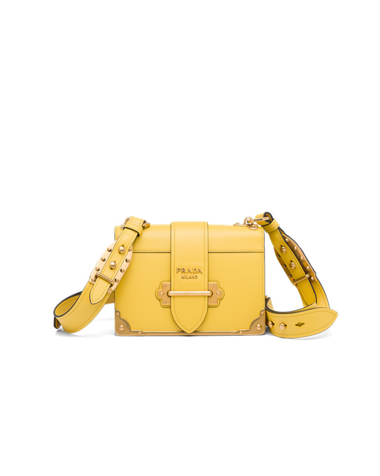 Prada Prada Cahier Cuero Bag Amarillos | 5012-JLZNY