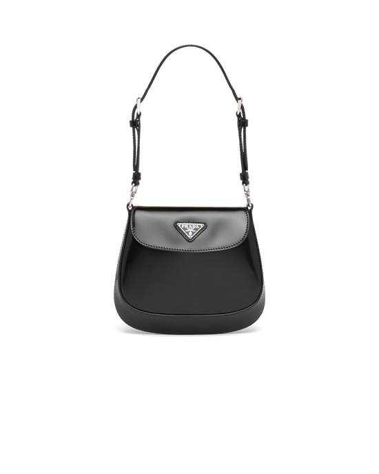Prada Prada Cleo Brushed Cuero Mini Bag Negros | 5896-DRVIB