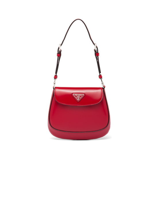 Prada Prada Cleo Brushed Cuero Mini Bag Scarlet | 9341-URQOL