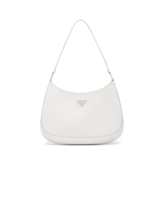 Prada Prada Cleo Brushed Cuero Shoulder Bag Blancos | 1046-IDRBO