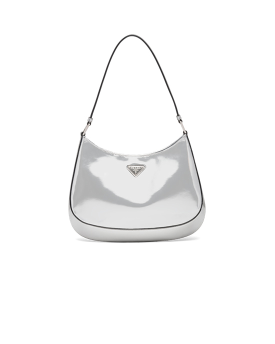 Prada Prada Cleo Brushed Cuero Shoulder Bag Plateados | 1683-SPTMI