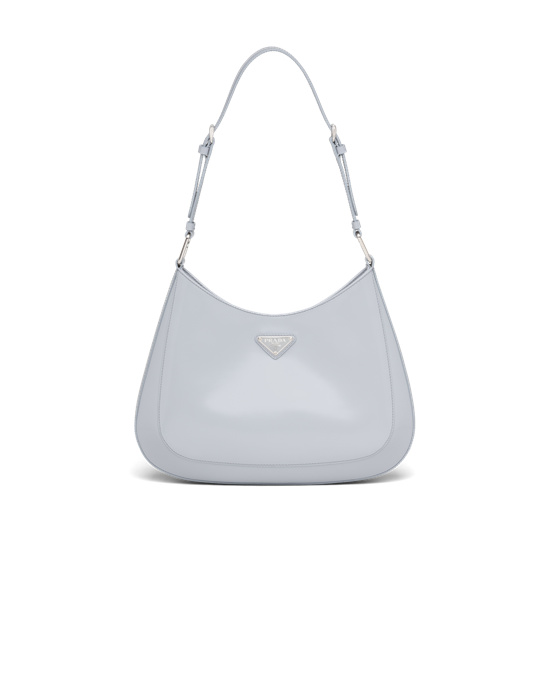 Prada Prada Cleo Brushed Cuero Shoulder Bag Azules | 4570-LSZIP