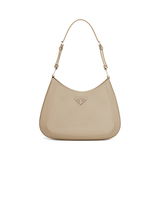 Prada Prada Cleo Brushed Cuero Shoulder Bag Beige | 6250-CRBUK